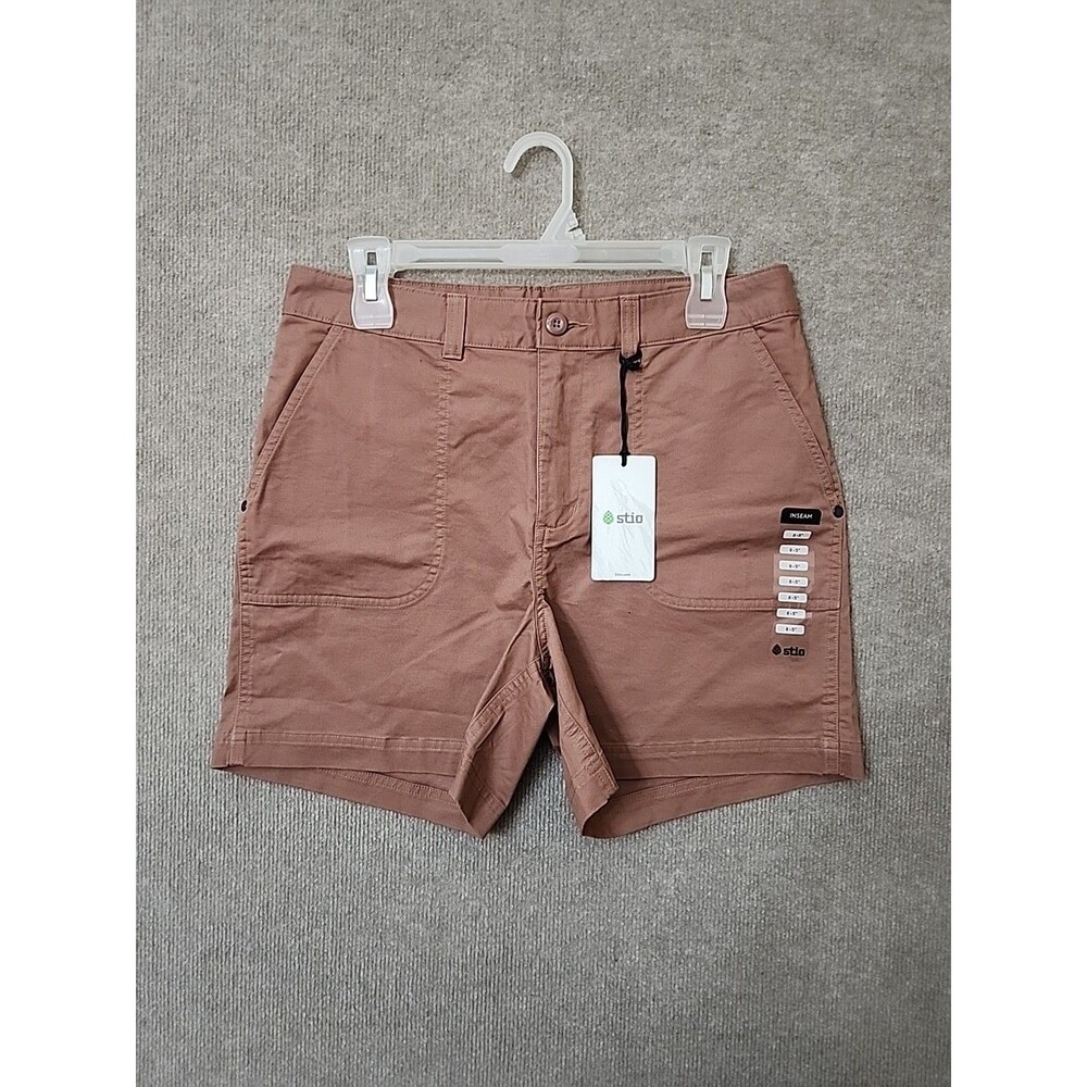 Stio Rivet Twill Shorts Womens 8 Brown Organic Cotton Stretch NEW